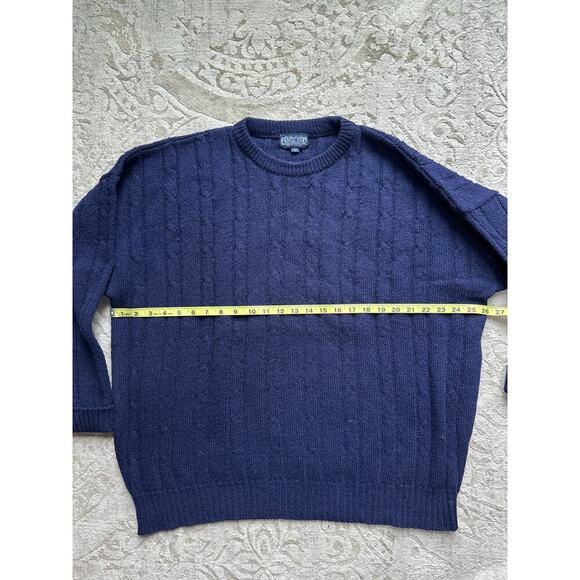 Lands End Sweater Men's XL Navy Wool Cable Knit Scotland Preppy Fisherman - Picture 3 of 6